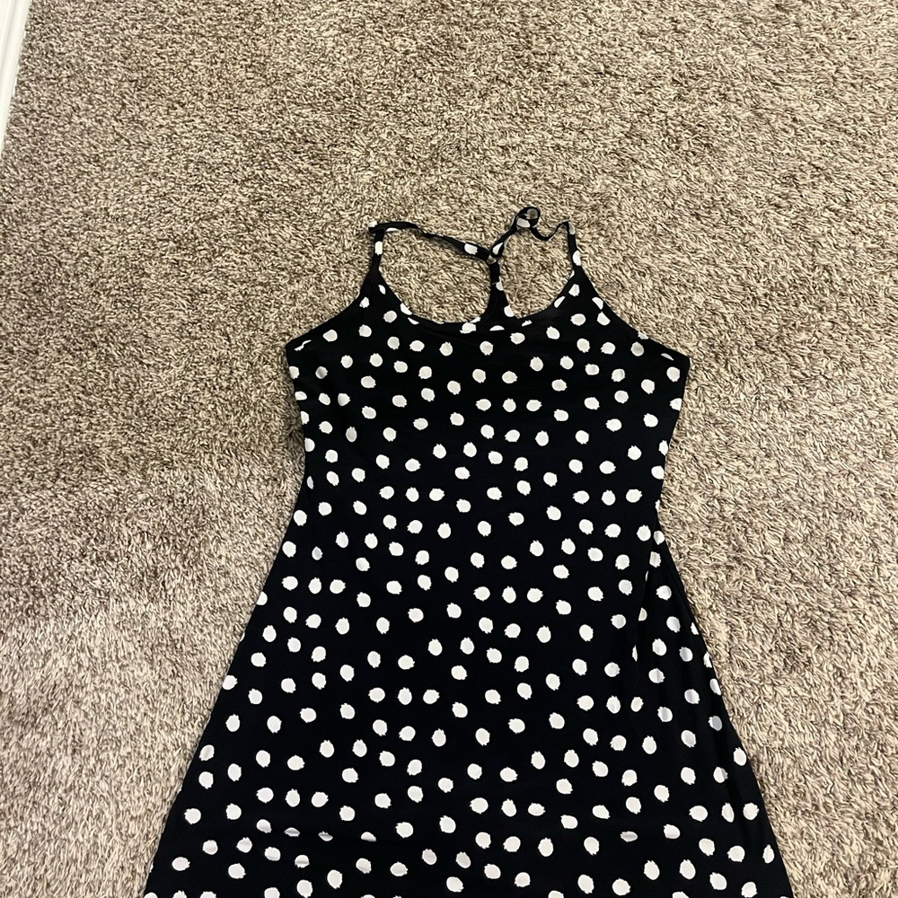 Outdoor Voices Black and White Polka Dot Exercise Dress
